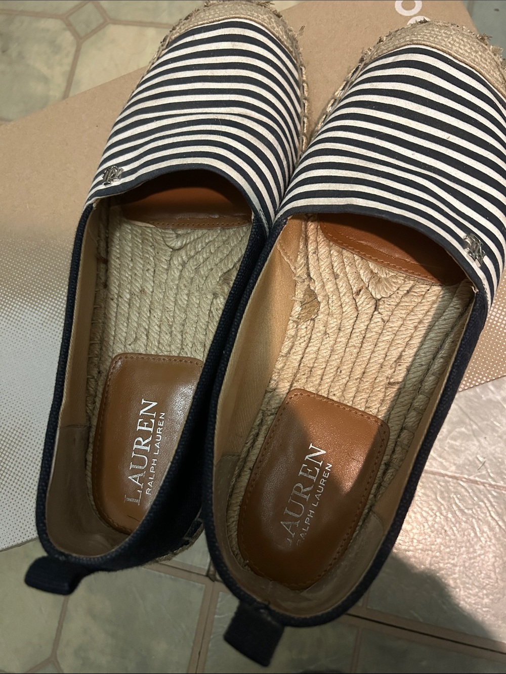 Lauren Ralph Lauren Navy & White Striped Espadrille Flats